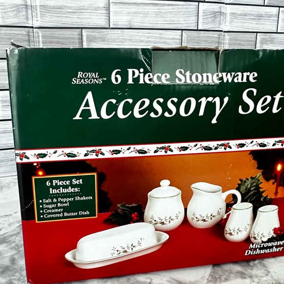 Brand New - Royal Seasons Holiday Stoneware 6 piece Accessory Set - Picture 4 of 4